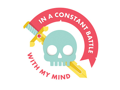 Constant Battle battle cartoon creative creativity death design design block doodle drawing flat illustration illustrator lockup logo procreate shirt design skull struggle sword vector