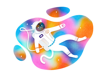 AstroCat astronaut bright cat colorful concept design flat galaxy gradient graphic graphic design illustration illustrator practice space space exploration stars texture travel vector