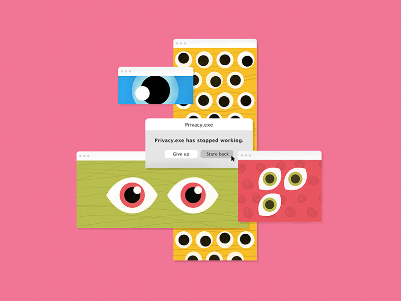 Privacy.exe illustrator vector ui concept graphic simple bright colorful texture looking eyes graphic design illustration design os mistake mac retro error computer