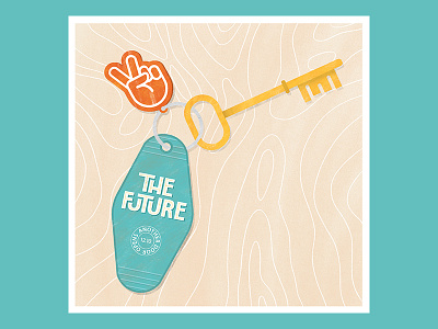 The Future beginning bright career colorful concept design flat graphic graphic design illustration illustrator key keychain peace simple texture typography vector wood wood grain