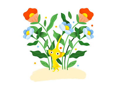 Yellow Pikmin colorful concept cute design flat flowers gaming illustration illustrator nature nintendo nostalgia pikmin plants retro simple spring texture vector videogames