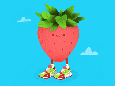 Summer Style 2d bright cartoon clouds color cute design drawing flat fruit graphic design icon illustration minimal photoshop simple strawberry summer texture vector