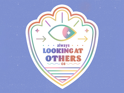 Always Looking at Others badge bright club colorful concept design drawing eye flat gradient graphic graphic design icon illustration illustrator looking simple texture typography vector