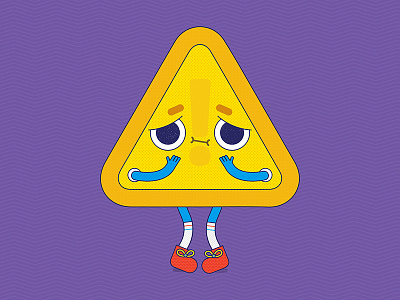 Nervous Warning 2d cartoon character character design cute design flat graphic icon illustration line line art nervous portrait simple texture traffic traffic sign vector warning