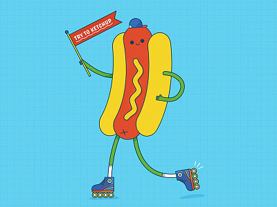 Hotdog bright character character design colorful concept creative cute design flat fourth of july graphic design hot dog icon illustration illustrator july 4 pattern rollerblading vector vector illustration