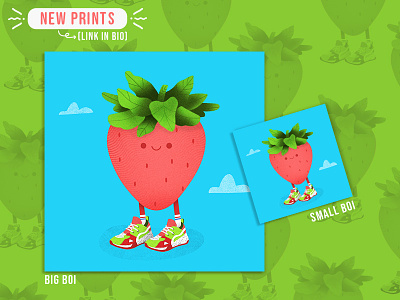 Strawberry Style Print 2d agency brand branding character design color concept create cute design doodle flat fun illustrator product promo promotional shoes strawberry summer