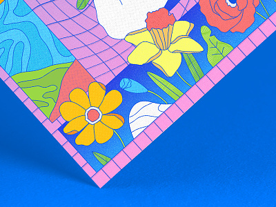 Daydream in Blue Detail bright colorful concept daisy design detail flat floral flower graphic icon illustration illustrator mockup print design texture tulip vaporwave vector illustration vibrant