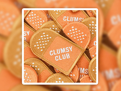 Clumsy Club Badge Patch 2d badge bandaid club colorful design embroidery gang graphic design illustration illustrations injury lockup logo minimalistic patch product texture type typography