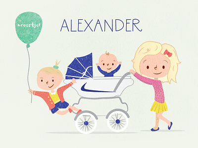 Alexander detail announcement baby balloon birth boy carriage kids toddler