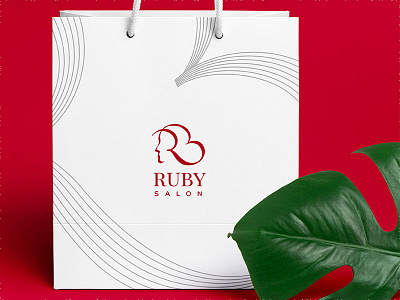 Ruby Salon cosmetics face hair head logo red retro ruby salon style stylist