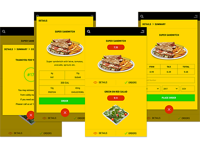 Yellow Green apps catering delivery food green red ui yellow