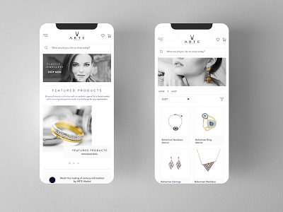 Jewellery mobile app design app design flat minimal ui