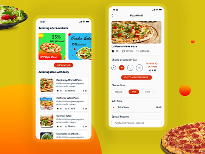 Pizza and restaurant app design