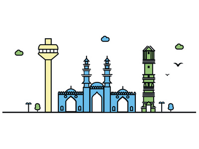 Ahmedabad city, in western India, design icon illustration vector