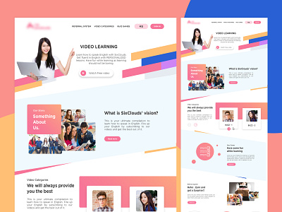 Online English Learning landing page design icon illustration minimal vector web website