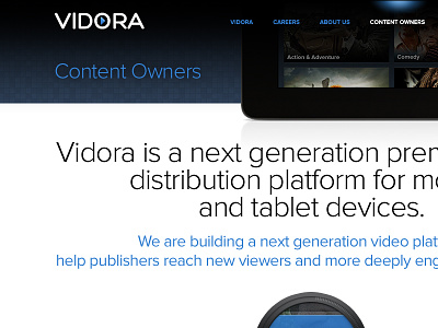 Content Owners blue dark design icon ipad logo video web