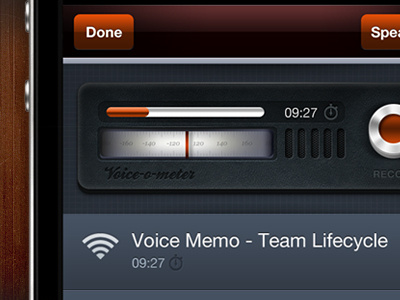 Voice O Meter app blue dark design iphone silver