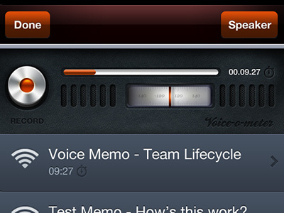 Voice O Meter V2 app blue dark design iphone silver