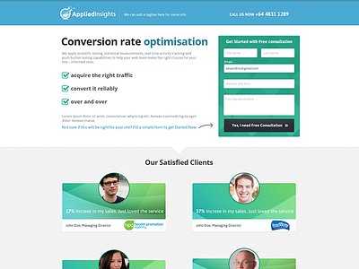 Landing Page for applied Insights black blue design flat green landing page