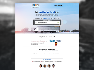 Tax Relief Landing Page for Truck Drivers blue business design finance grey landing page relief tax truck