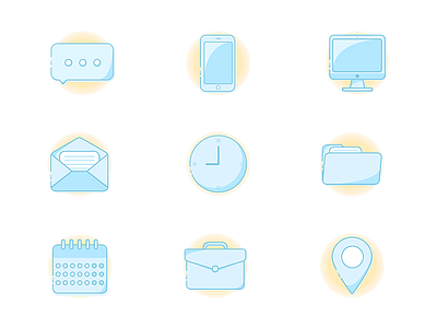 Business icons set business chat computer folder icon imac iphone letter mail pin time