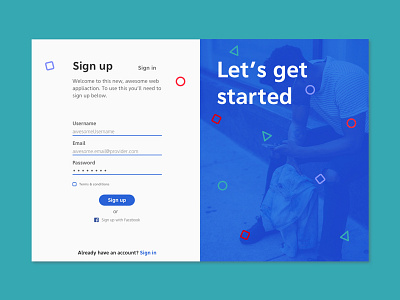 Daily UI #001 - Sign Up 001 blue challenge daily challenge daily ui log in sign up ui ux