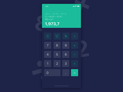 Daily UI #004 - Calculator blue calculator daily ui dailyui dark green