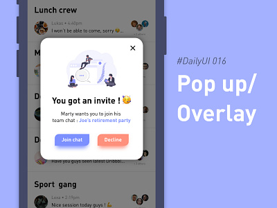 #DailyUIChallenge 016 - Pop up app design dailyui dailyui 016 dailyuichallenge design design app overlay pop up popup