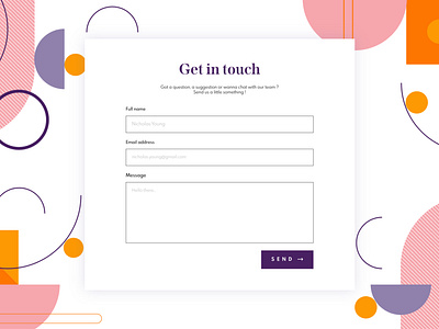 #DailyUIChallenge 028 - Contact contact contact form dailyui dailyui 028 dailyuichallenge get in touch shape background ui ui design webdesign