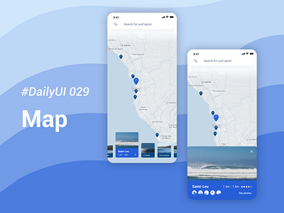 #DailyUIChallenge 029 - Map app daily ui dailyui dailyui 029 dailyuichallenge map mobile surf ui uidesign