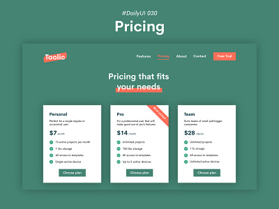 #DailyUIChallenge 030 - Pricing dailyui dailyui 030 dailyuichallenge page design pricing pricing page software ui uidesign webdesign