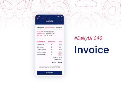 #DailyUIChallenge 046 - Invoice appdesign dailyui dailyui 046 dailyuichallenge design freelance invoice invoice design payment uidesign