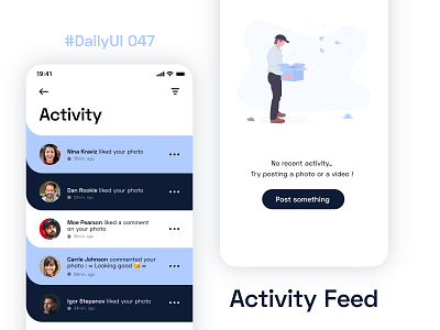 #DailyUIChallenge 047 - Activity Feed activity activity feed app appdesign dailyui dailyui 002 dailyui 047 dailyuichallenge feed mobile app notifications social app uidesign