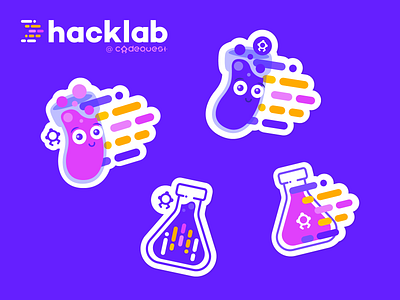 Stickers for hacklab code education hacklab ilustration meetup sketch stickers test tube volumetric flask