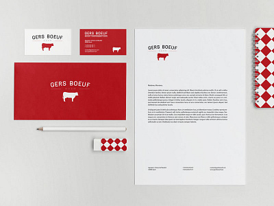 Branding - Gers Boeuf beef branding businesscard butcher red white