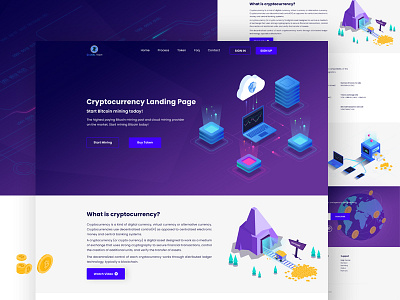 Cryptocurrency Landing Page bitcoin bitcrypto blockchain cryptocurrency currency ico illustration interface landing page payment ui design website