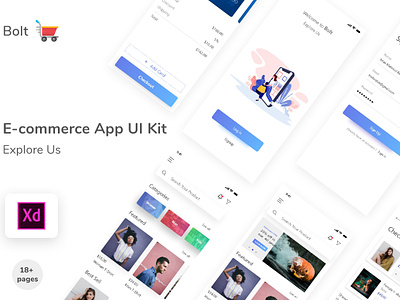 E- Commerce App UI Kit agency app app concept design e commerce e commerce app free app free download illustration ui ux vector web