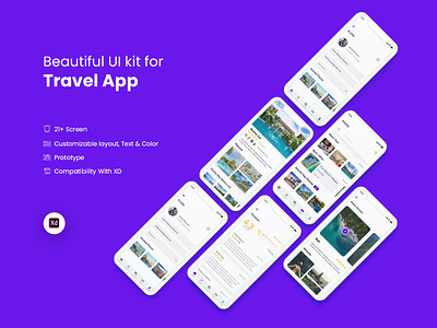 Travel App IOS UI Kit (Freebie) agency app branding design download free illustration ios kit landing page travel typography ui ux website