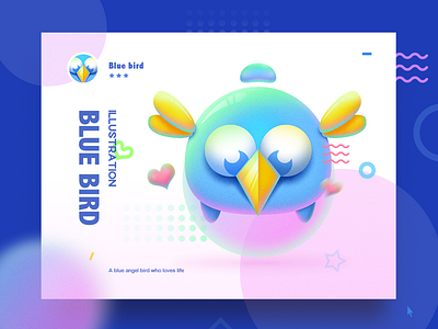 Blue Bird cute gorgeous graphic illustration painting