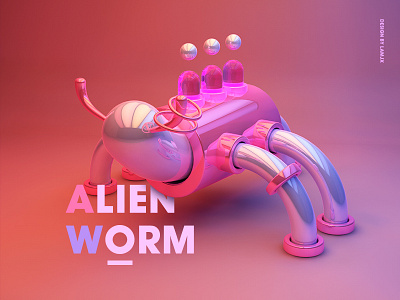 Alien Worm 3d c4d graphic rendering vision
