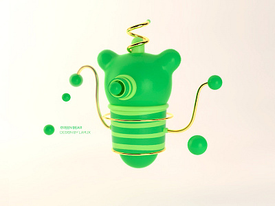 Green Bear 3d c4d graphic rendering vision