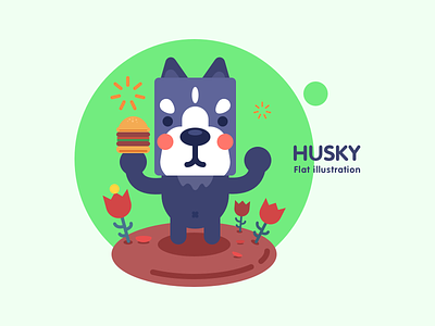 Husky 2018 cute design flat husky illustration vector