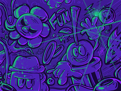 Funky 2018 cool draw fun green illustration purple