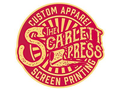 Scarlet press apparel badge design logo retro screen print vintage