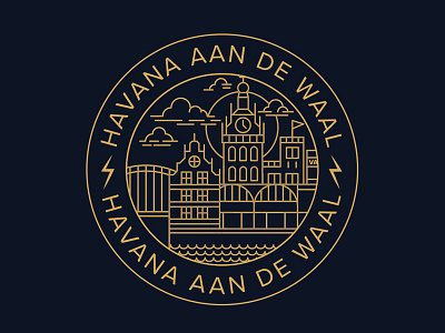 Havana aan de waal badge city line logo monoline patch skyline