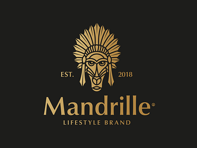 Mandrille apparel headdress indian jungle jungleking king lifestyle lineart logo mandrill mokey streetwear