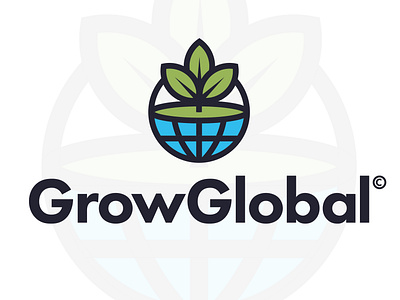 Grow Global design earth globe green grow icon logo mark plant symbol world