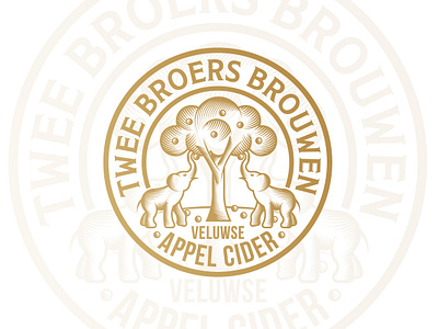 Dutch Apple cider label logo apple badge beer brewer brewery cider elephant illustration logo mark monoline tree typography