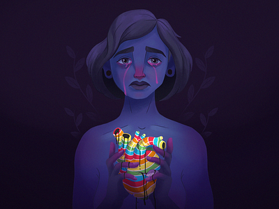 Sweet Heart art cape town character character design colorful creative dark design digital illustration digital painting editorial illustration girl girl character illustration people photoshop sad style tears texture