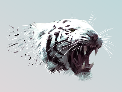 Bleached tiger in lowpoly